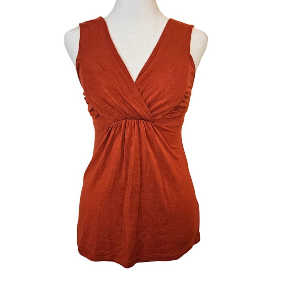 Karen Kane Rust Orange Twist Front Stretch Orange Tank Sleeveless Women XS